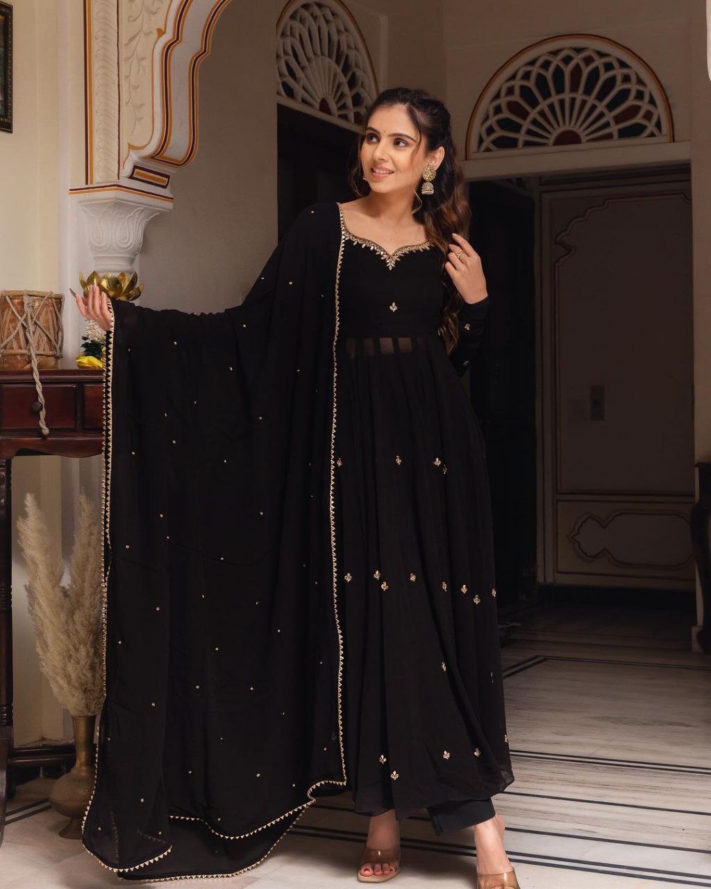 Black Handwork Anarkali