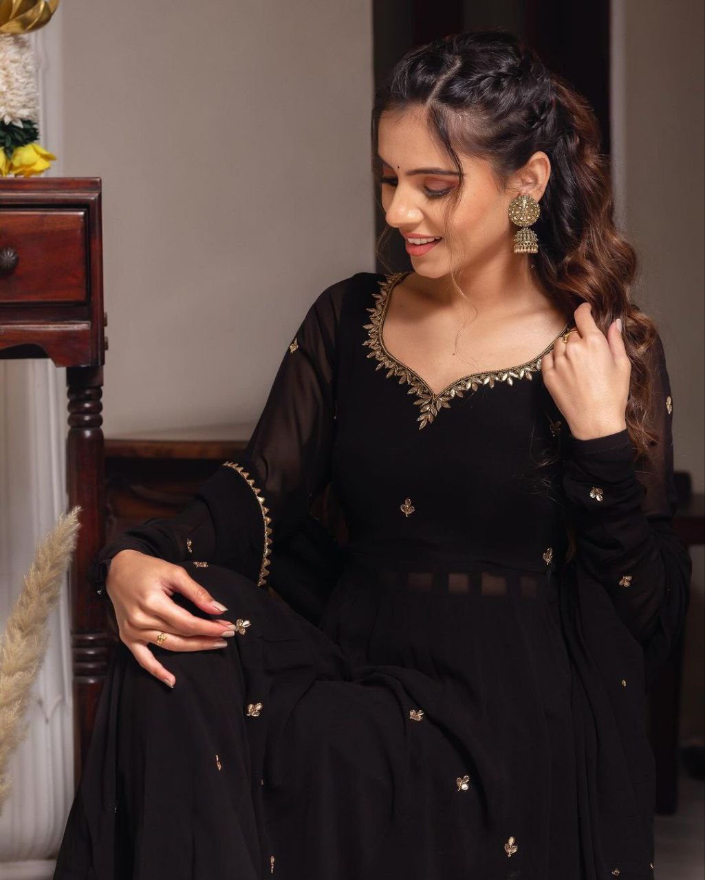 Black Handwork Anarkali