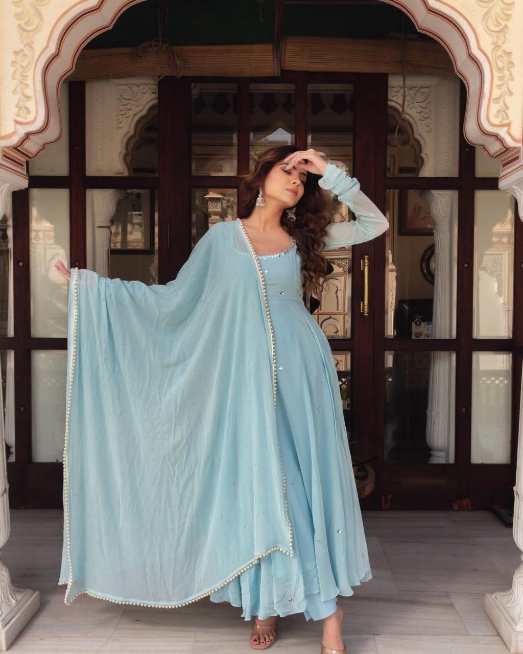 Sky Blue Anarkali