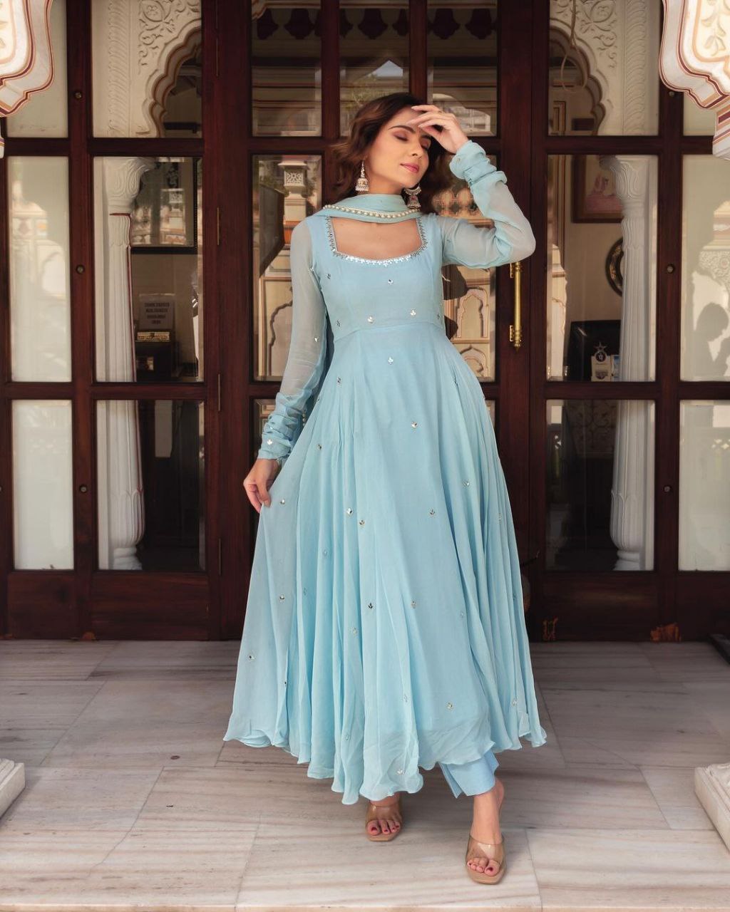 Sky Blue Anarkali