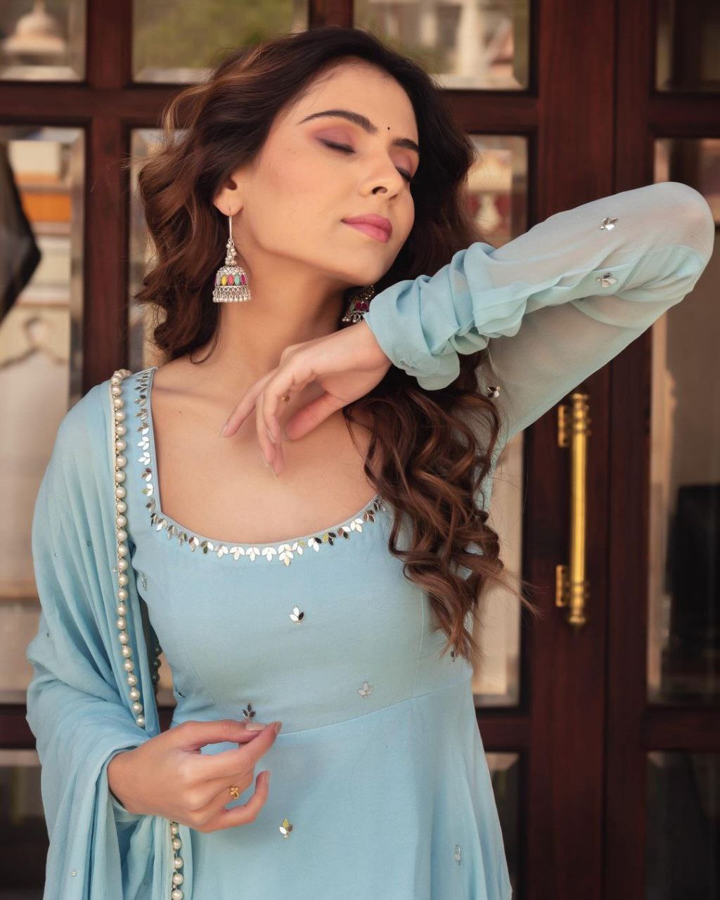 Sky Blue Anarkali