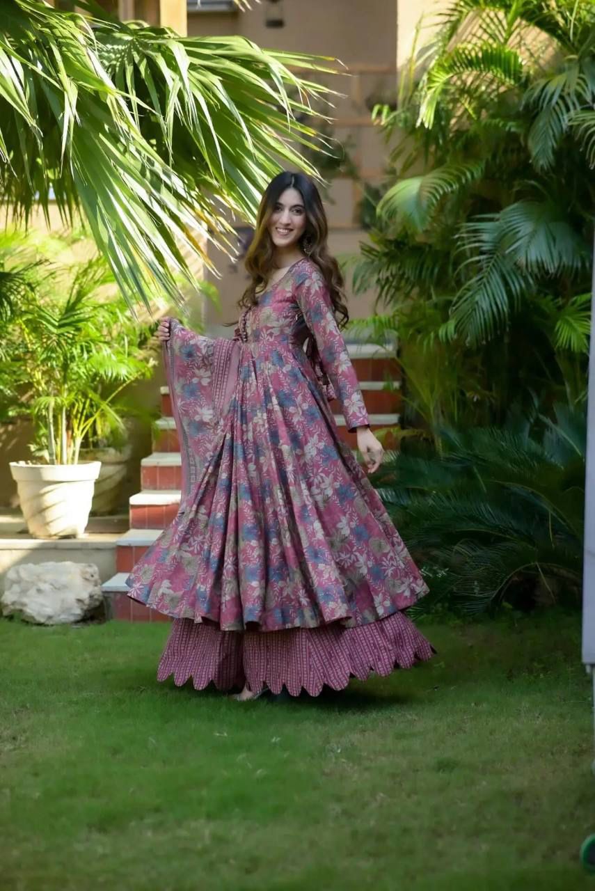 Mauve Floral Anarkali