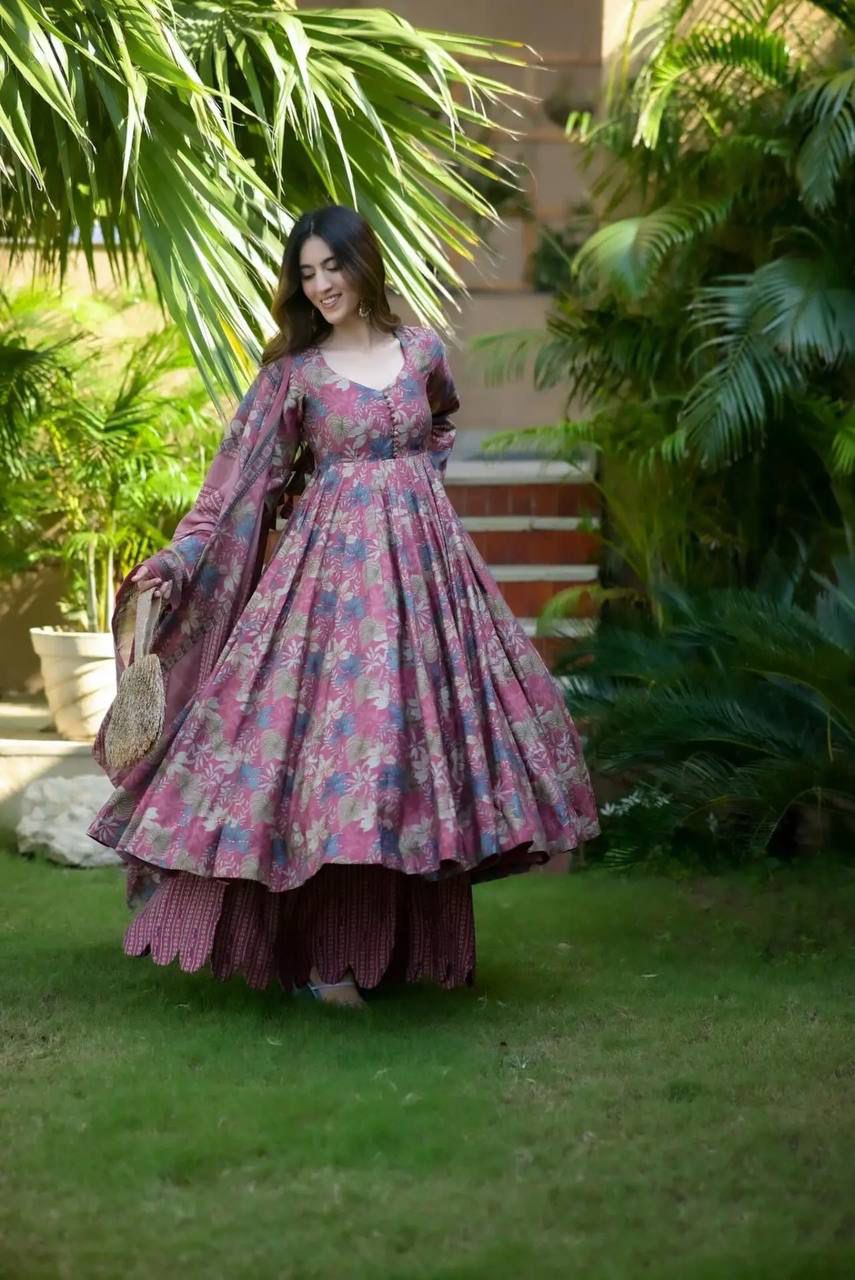 Mauve Floral Anarkali