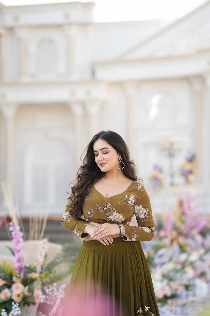 Olive Green Lehenga