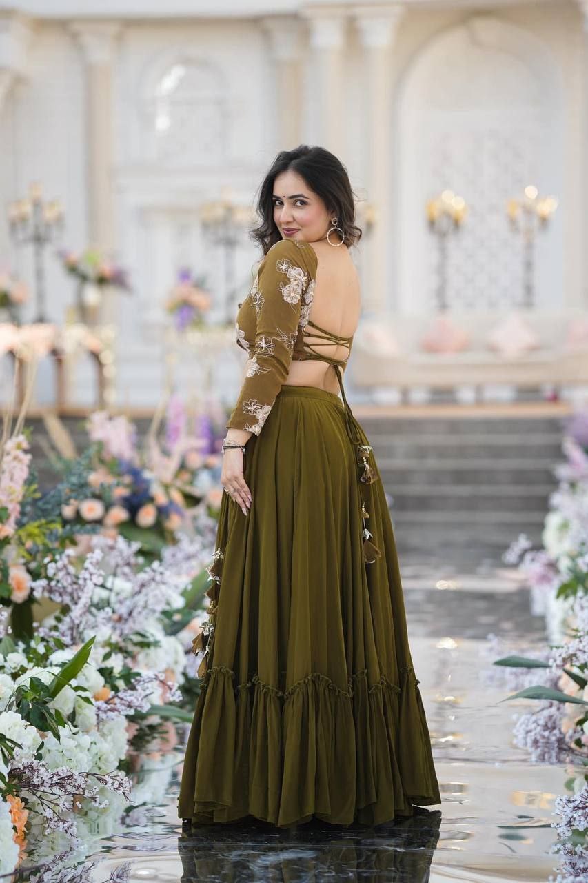 Olive Green Lehenga