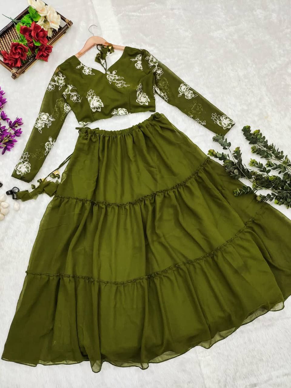 Olive Green Lehenga